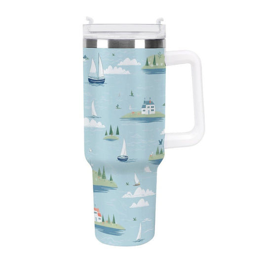 PHDT00509 POD US Local Tumbler 40oz Large Capacity Car Cup Lighthouses, Sailboats, Sailing