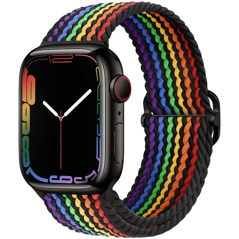 Double Loop Nylon Loop Woven Rainbow Watch Strap