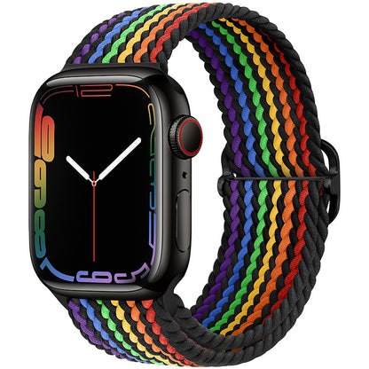 Double Loop Nylon Loop Woven Rainbow Watch Strap
