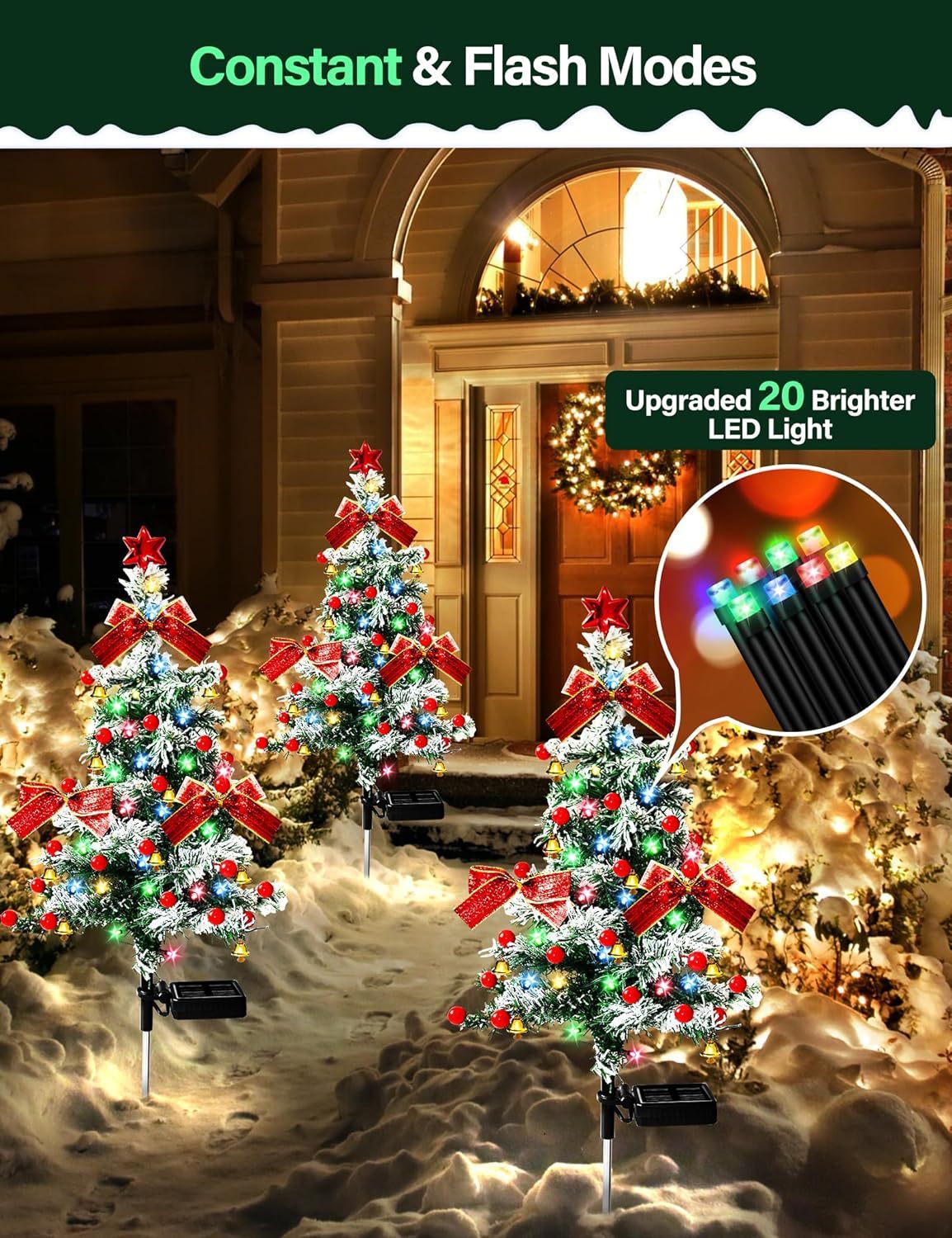US Local 2pcs Solar Christmas Cedar Tree Lights Outdoor Lawn Ground Plug Patio Landscape Balcony Christmas