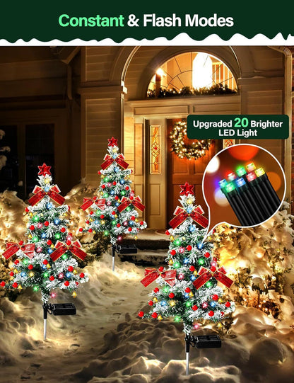 US Local 2pcs Solar Christmas Cedar Tree Lights Outdoor Lawn Ground Plug Patio Landscape Balcony Christmas