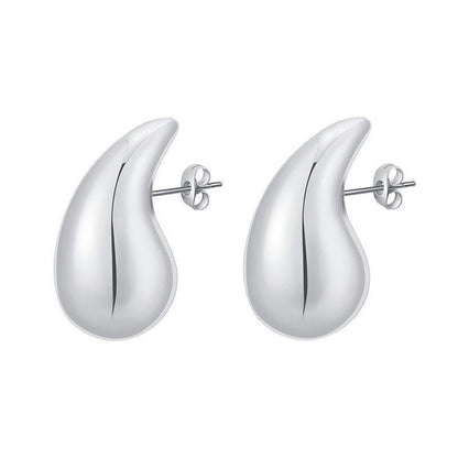 European And American Stainless Steel Hollow Affordable Luxury Style Water Drop Earrings Women