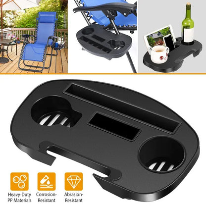 US Local Zero Gravity Chair Cup Holder Clip On Side Tray W Beverage Can Mobile Devices Slots