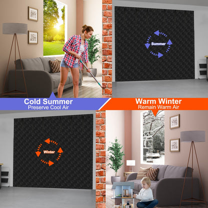 US Local 1 Pc 16x7FT Magnetic Thermal Insulated Garage Door Curtain For Winter Two Car Garage Screen With Magnetic Closure 8 Roll Up Buckle Straps For Two Cars Weatherproof Windproof Soundproof