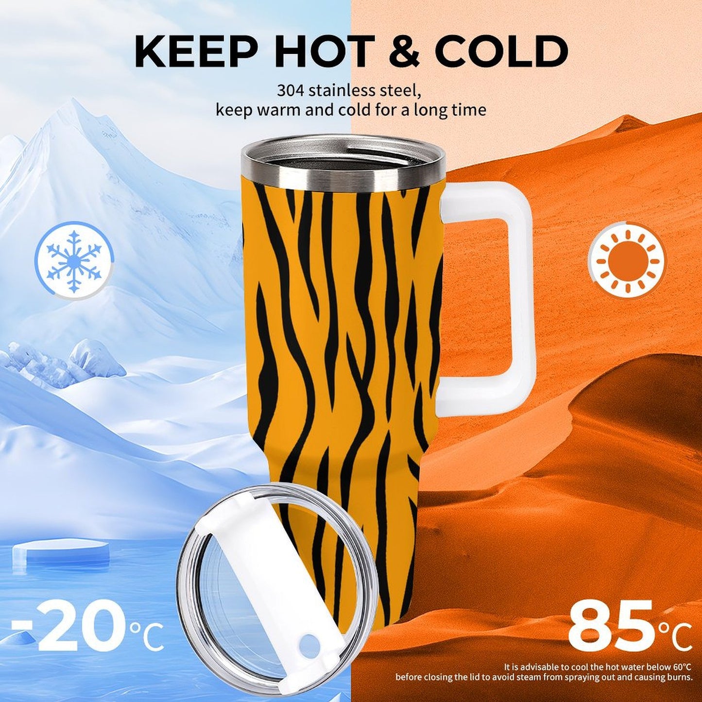 PHDT00210 POD US Local Tumbler 40 oz Large Capacity Car Cup Orange Tiger