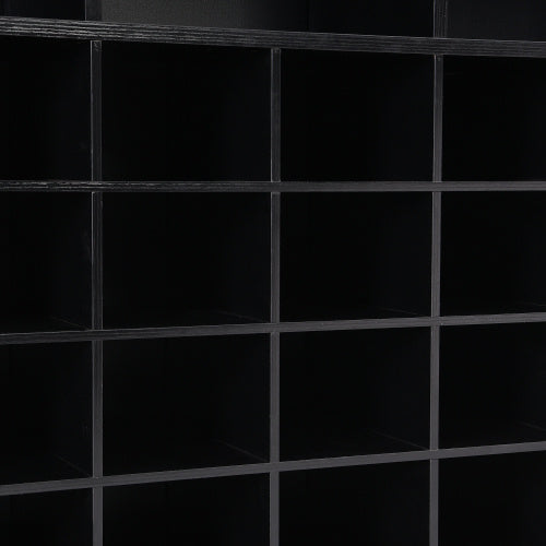 US Local Stylish Design 24 Shoe Cabinet Console, Modern Shoe Cabinet With Curved Base, Multifunctional Sideboard, High Quality, For Corridor, Bedroom, Living Room, Black