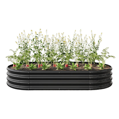 US Local Raised Garden Bed Outdoor, Oval Metal Planter For Plants, Vegetables, Flowers