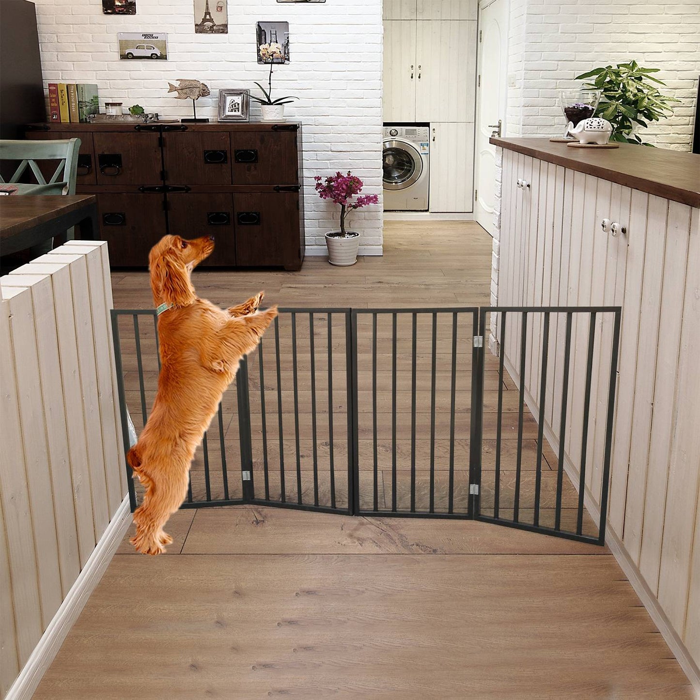 US Local Pet Gate - Dog Gate For Doorways,Stairs Or House-standing, Folding