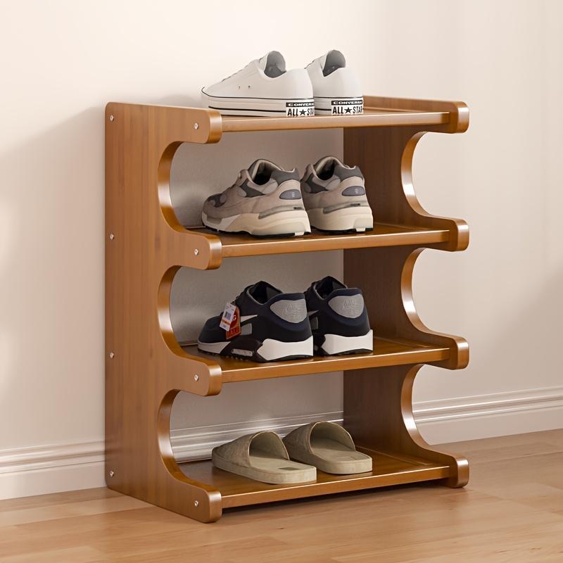 US Local Four-layer Wooden Stackable Floor-standing Shoe Rack Suitable For Entrance, Wardrobe And Corridor To Store High Heels, Sneakers And Sandals,Currently Supports Self-pickup