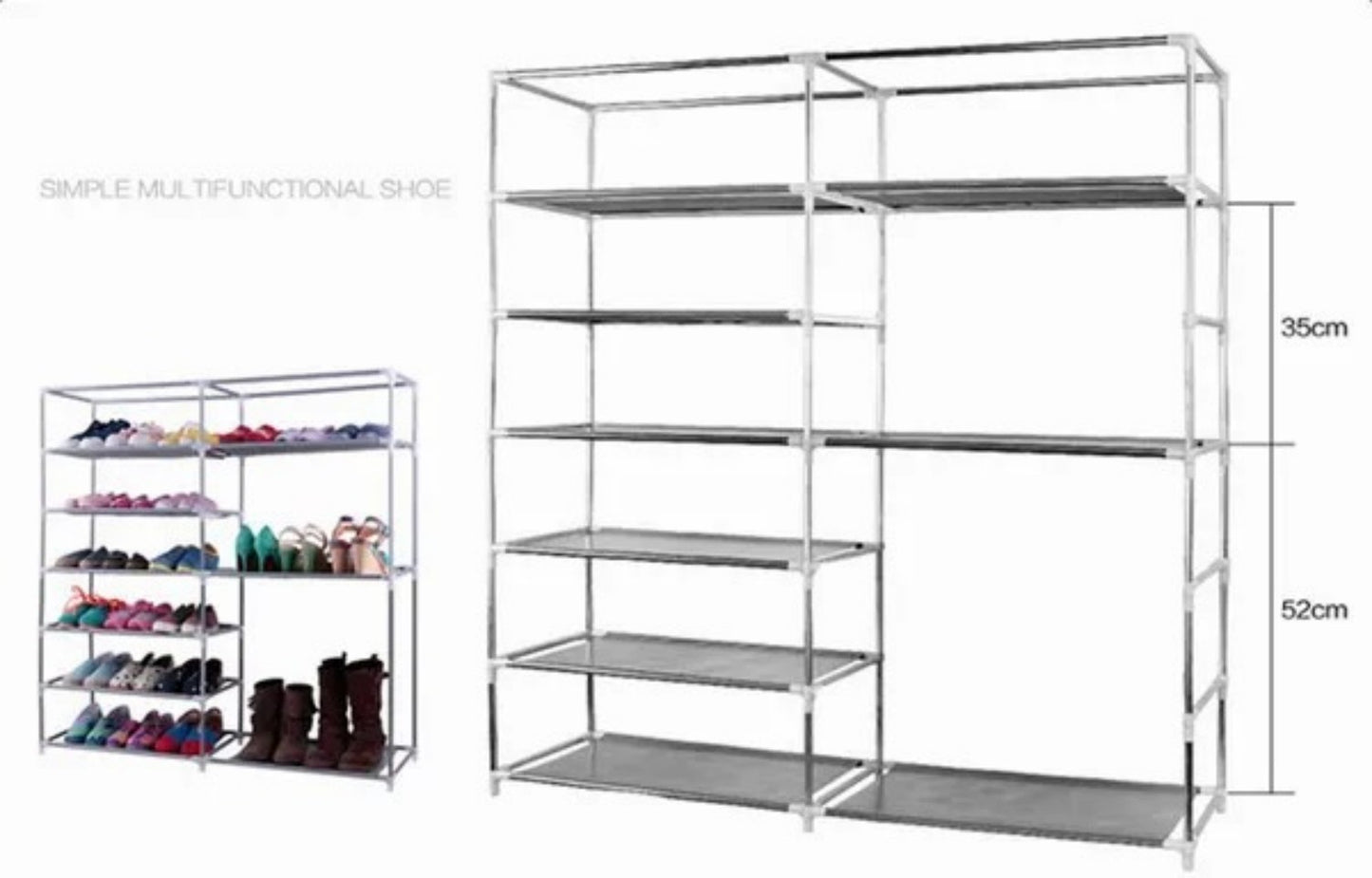US Local Double Rows Home Shoe Rack Shelf Storage Closet Organizer Cabinet