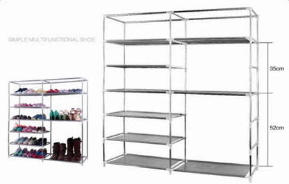 US Local Double Rows Home Shoe Rack Shelf Storage Closet Organizer Cabinet