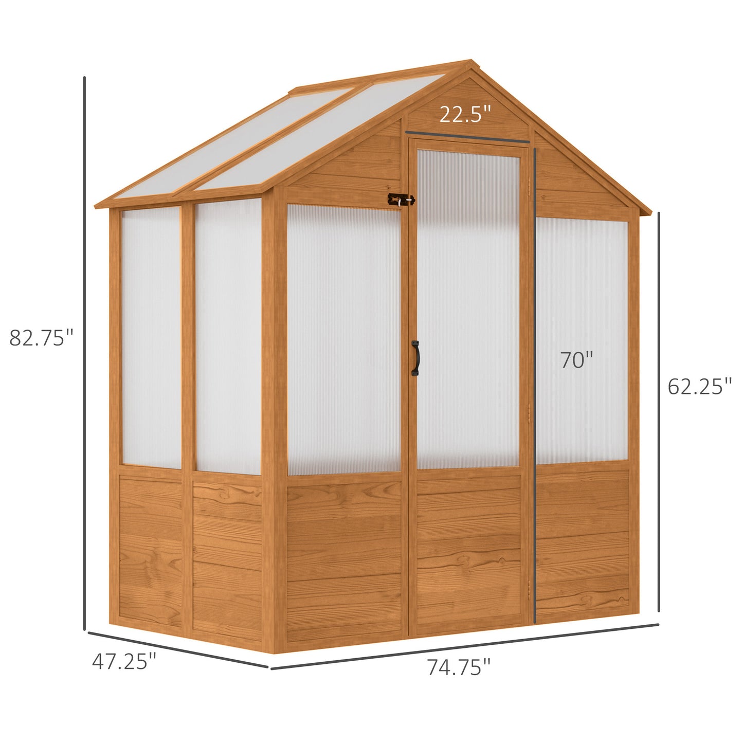 US Local 6x4x7 Polycarbonate Greenhouse, Walk-in Hot House Kit, Hobby Greenhouse With Lockable Door, Level 5 Wind Resistant Wooden Frame, Rustic Brown