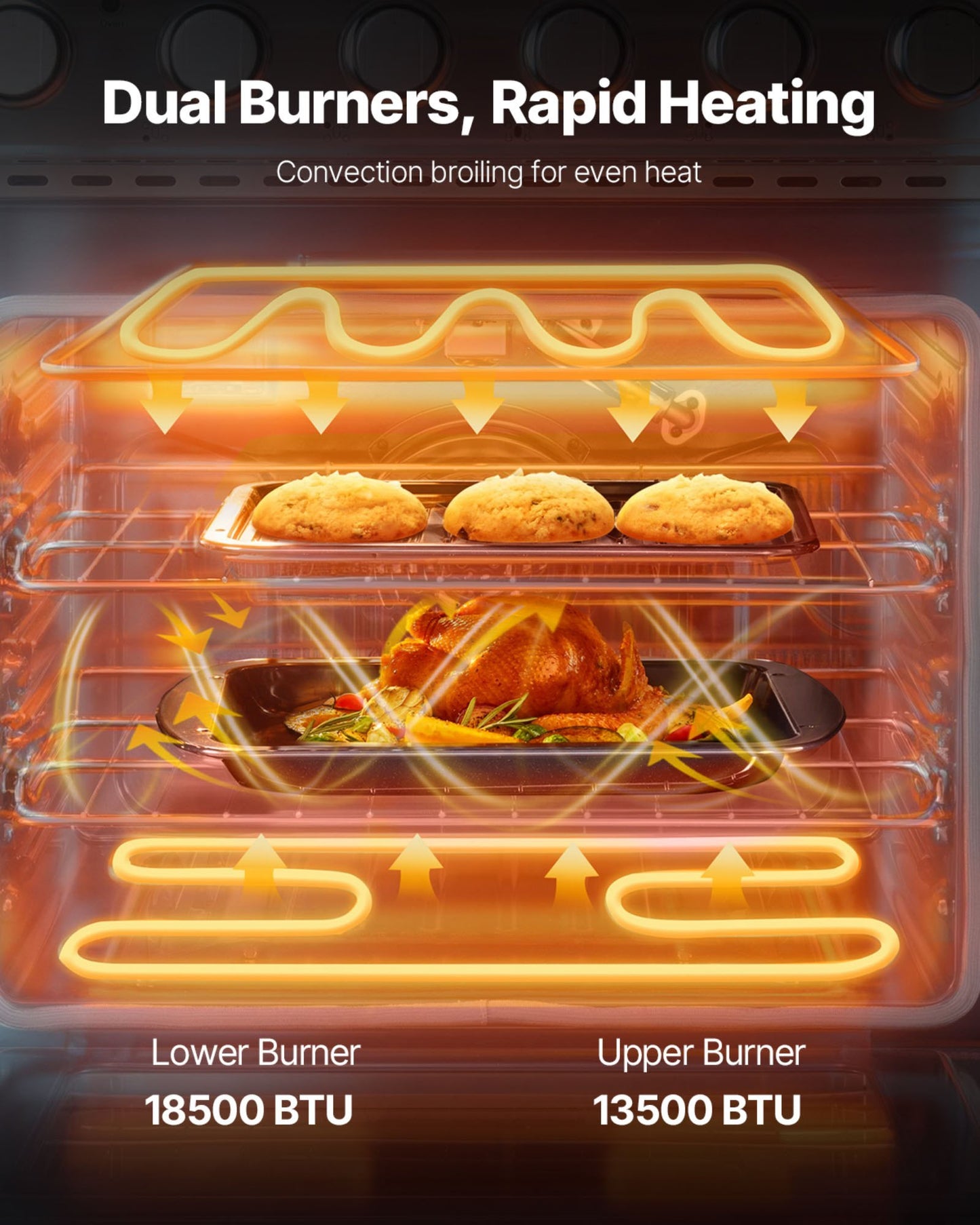 US Local 30 In Gas Range Oven 4 Sealed Burners Convection Oven In Stainless Steel