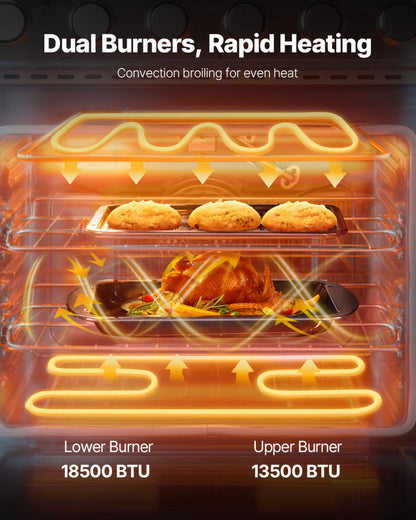 US Local 30 In Gas Range Oven 4 Sealed Burners Convection Oven In Stainless Steel