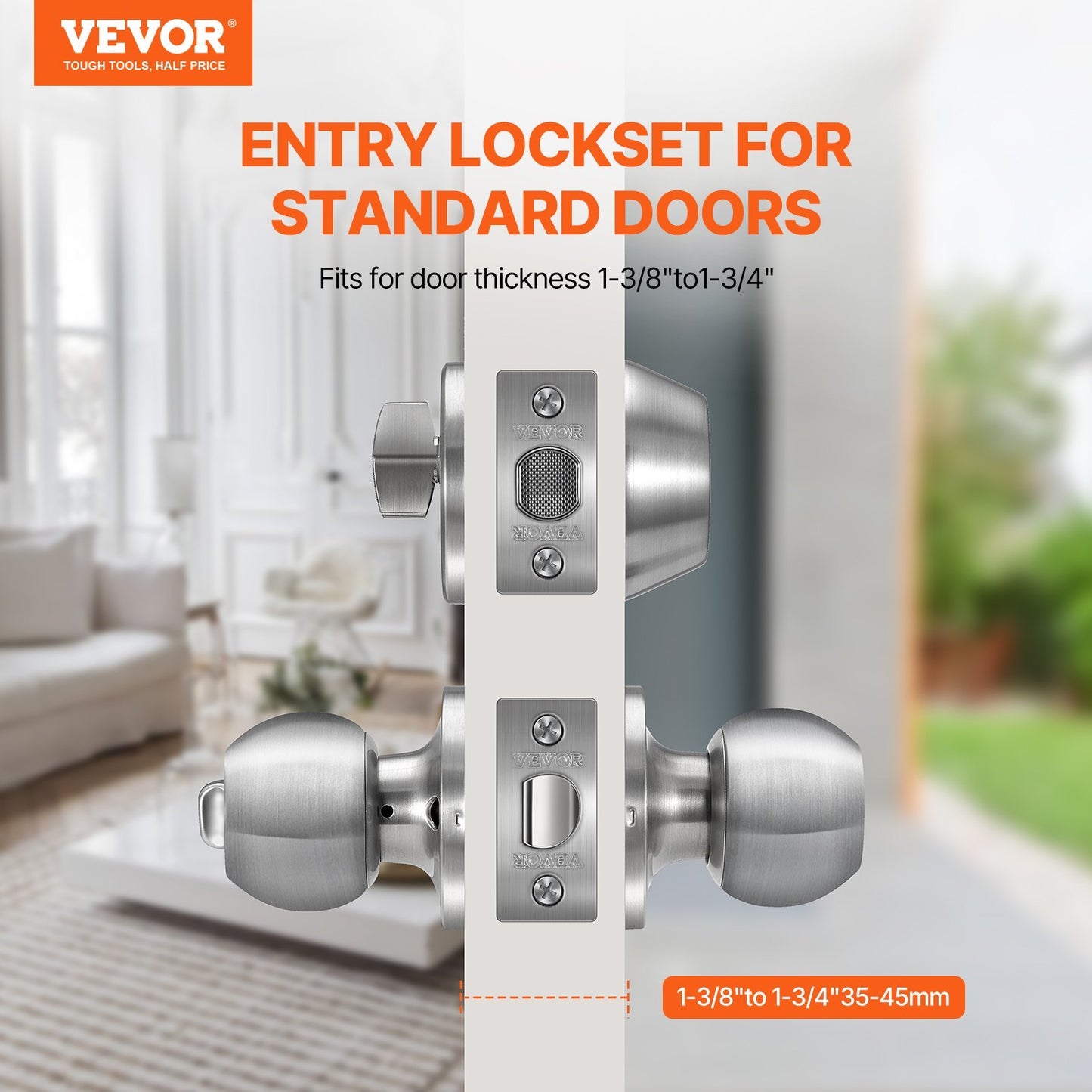 US Local Entry Door Knob And Deadbolt Set Satin Nickel Single Cylinder Deadbolt