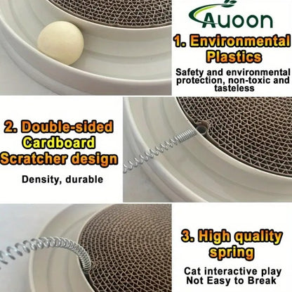 US Local Multi-functional Cat Scratching Board With Ball Track, Various Colours Of Mat Board, Self-height Relief From Boredom To Tease The Cat, With Spring And Ball, Anti-scratch Furniture Artifacts, A Must-ha