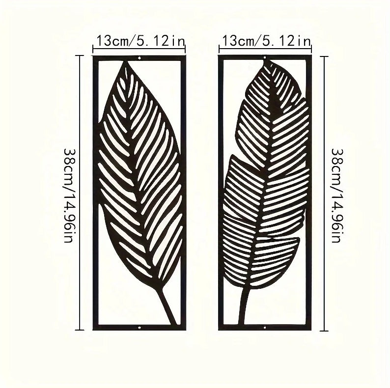 US Local 2-Pack Handmade Iron Leaf Wall Art - Rustic Nature-Inspired Home Decor