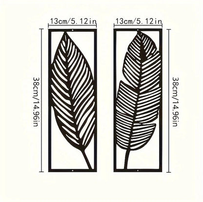 US Local 2-Pack Handmade Iron Leaf Wall Art - Rustic Nature-Inspired Home Decor