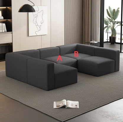 US Local Modular Sectional Sofa Sleeper Couch, Sectional Sofa With Chaise And Ottoman, Convertible U Shaped Modular Sofa Set. Compressed Sponge, Dark Grey