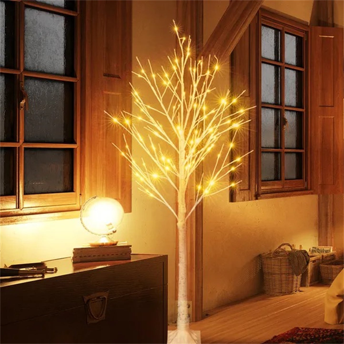 6 Feet 96 LED Lighted Birch Tree For Thanksgiving Decor Home Wedding Party Indoor Outdoor Christmas