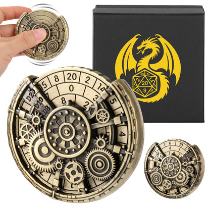 US Local Private Model Time Gear Fingertip Gyroscope Retro Wheel DND Dice Gift Box Set, Role Playing Game Dice On The Table