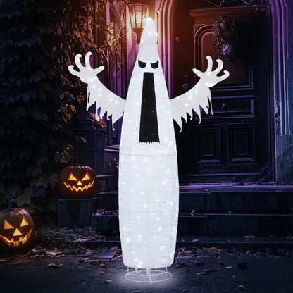 US Local 5.9ft Pop-up Ghost 160LED Lighted Outdoor Halloween Decorations