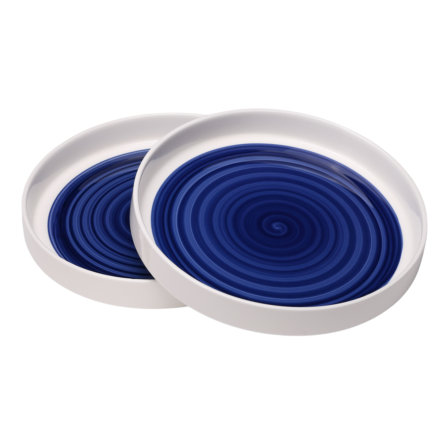 US Local White-Blue Ceramic Dinner Plates Set of 2 - Microwavable Plates for Heating Food Stylish Dinner Plates Dishwasher Safe Ceramic Plates