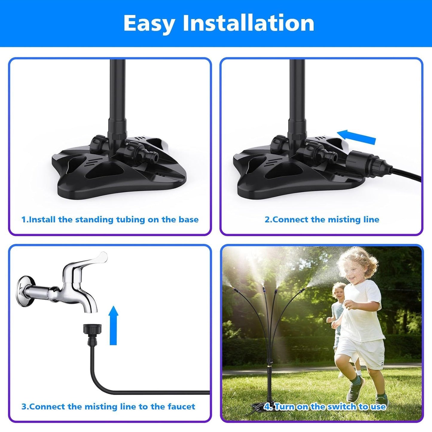 UK Local Outdoor Misting Cooling System Standing Patio Misting System, 8M Portable Mister System For Outdoor Garden BBQ Party Tanning Pool Beach Cooling Water Playing