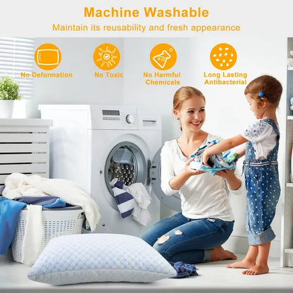 US Local Bed Pillows Cooling Memory Foam Pillow Ventilated With Cooling Gel Infused Memory Foam Heat Reducing Cooling Fiber Breathable Machine Washable