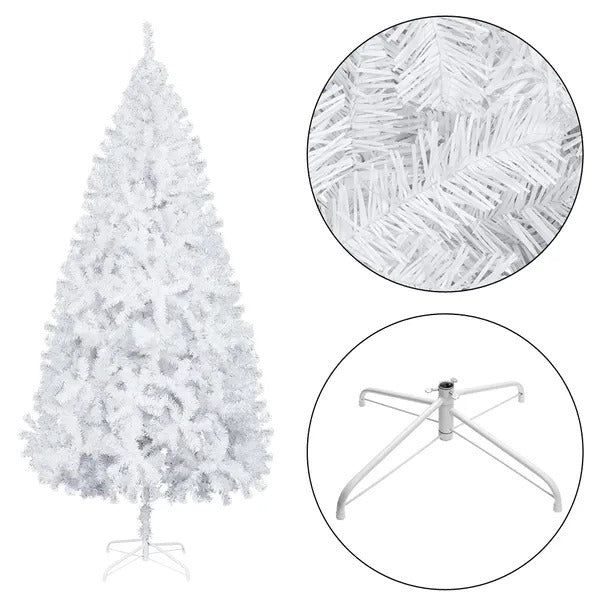 US Local 7FT White Christmas Tree With 950 Branches - Premium Artificial Spruce Hinged Snowy Solid White Christmas Tree Lightweight And Easy To Assemble With Christmas Tree Metal Stand