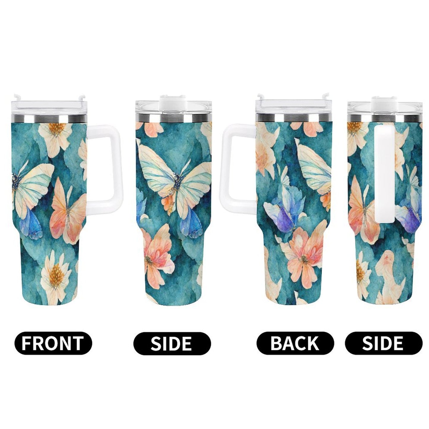 PHDT00138 POD US Local Tumbler 40 oz Large Capacity Car Cup Flowers Butterfly