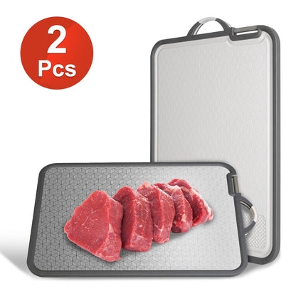 US Local 2Pcs Double Sided Cutting Board Stainless Steel PP Chopping Board Lightweight Kitchen Cutting Board Mesh Design With Grinding Zone Knife Sharpener Handle Dishwasher Safe