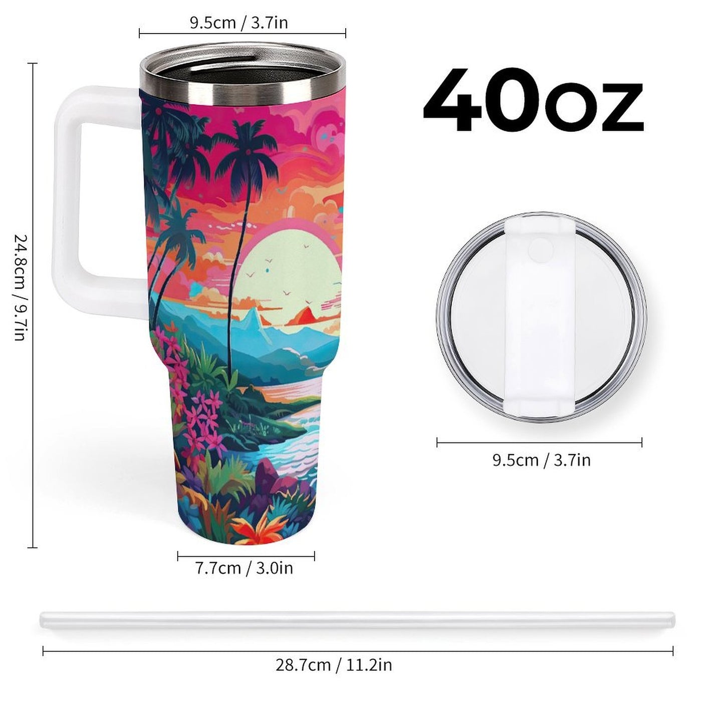 PHDT00536 POD US Local Tumbler 40oz Large Capacity Car Cup Jungle, Sunset