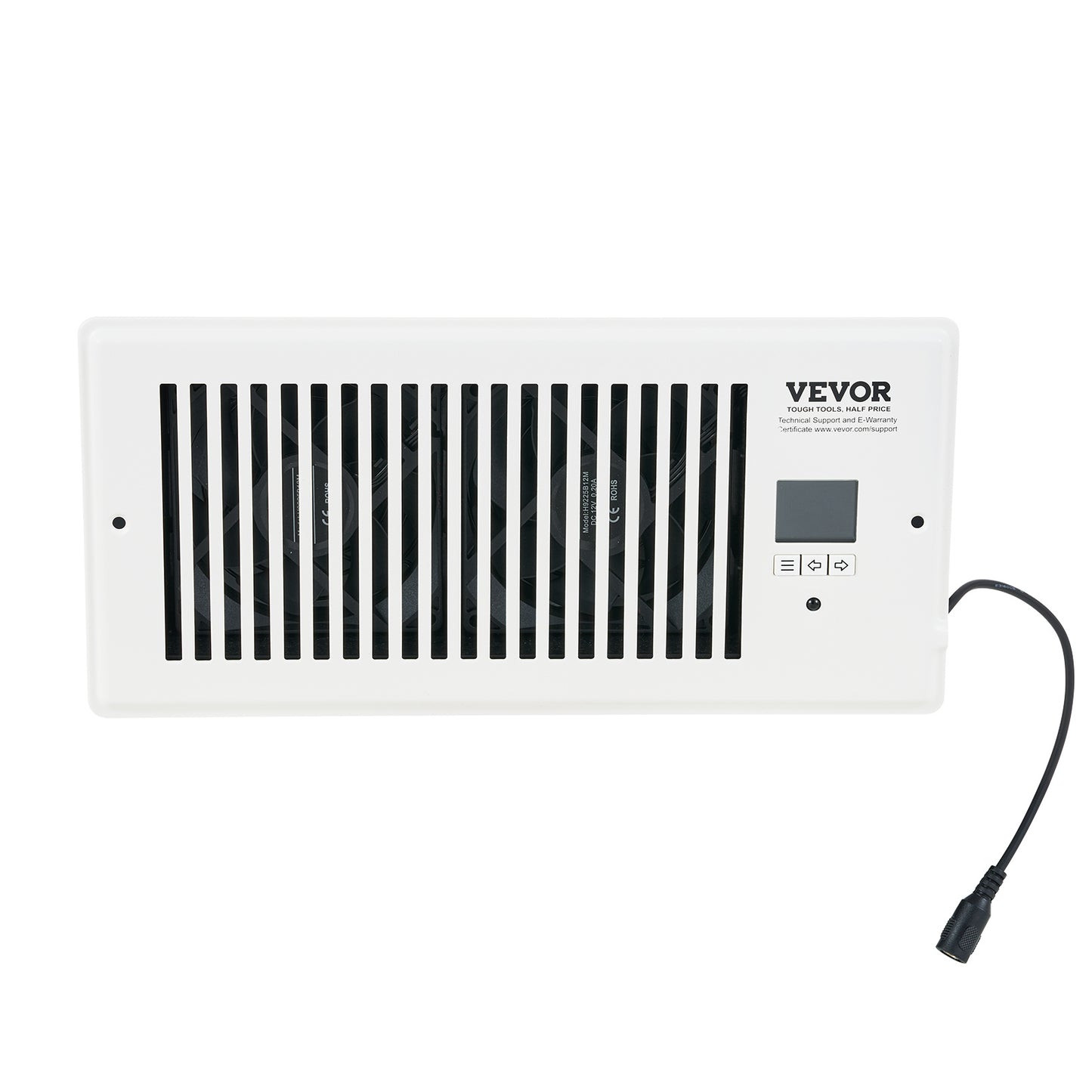 US Local VEVOR Register Booster Fan, Quiet Vent Booster Fan Fits Register Holes, With Remote Control And Thermostat Control, Adjustable Speed For Heating Cooling Smart Vent, White