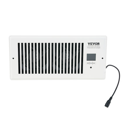 US Local VEVOR Register Booster Fan, Quiet Vent Booster Fan Fits Register Holes, With Remote Control And Thermostat Control, Adjustable Speed For Heating Cooling Smart Vent, White
