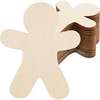 US Local 30 Pieces Of Unpainted Gingerbread Man Slices For Painting DIY Handmade Christmas And Halloween Supplies