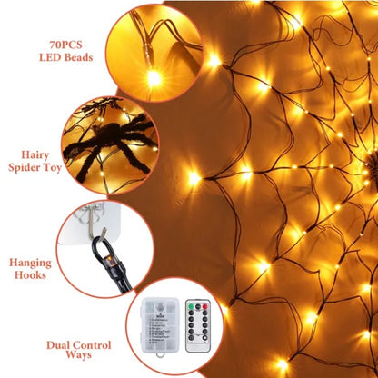 US Local 1Pc 3.28FT Spider Web Light With Hairy Spider