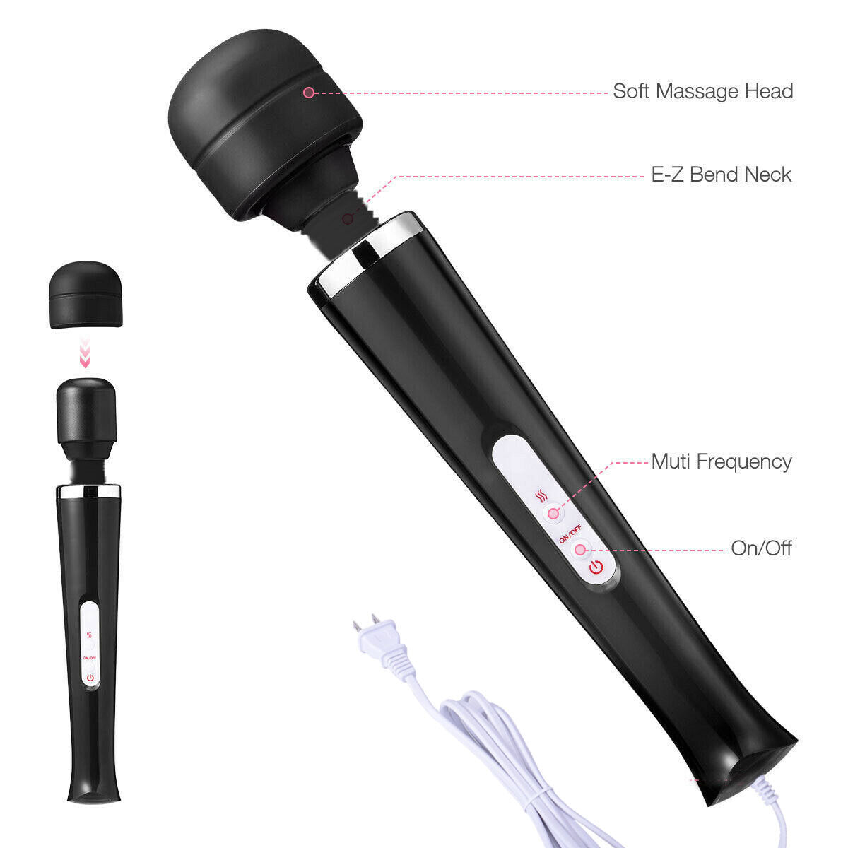US Local Handheld Massager 20 Speed Wand Vibrating Massage Magic Full Body Therapy Motor