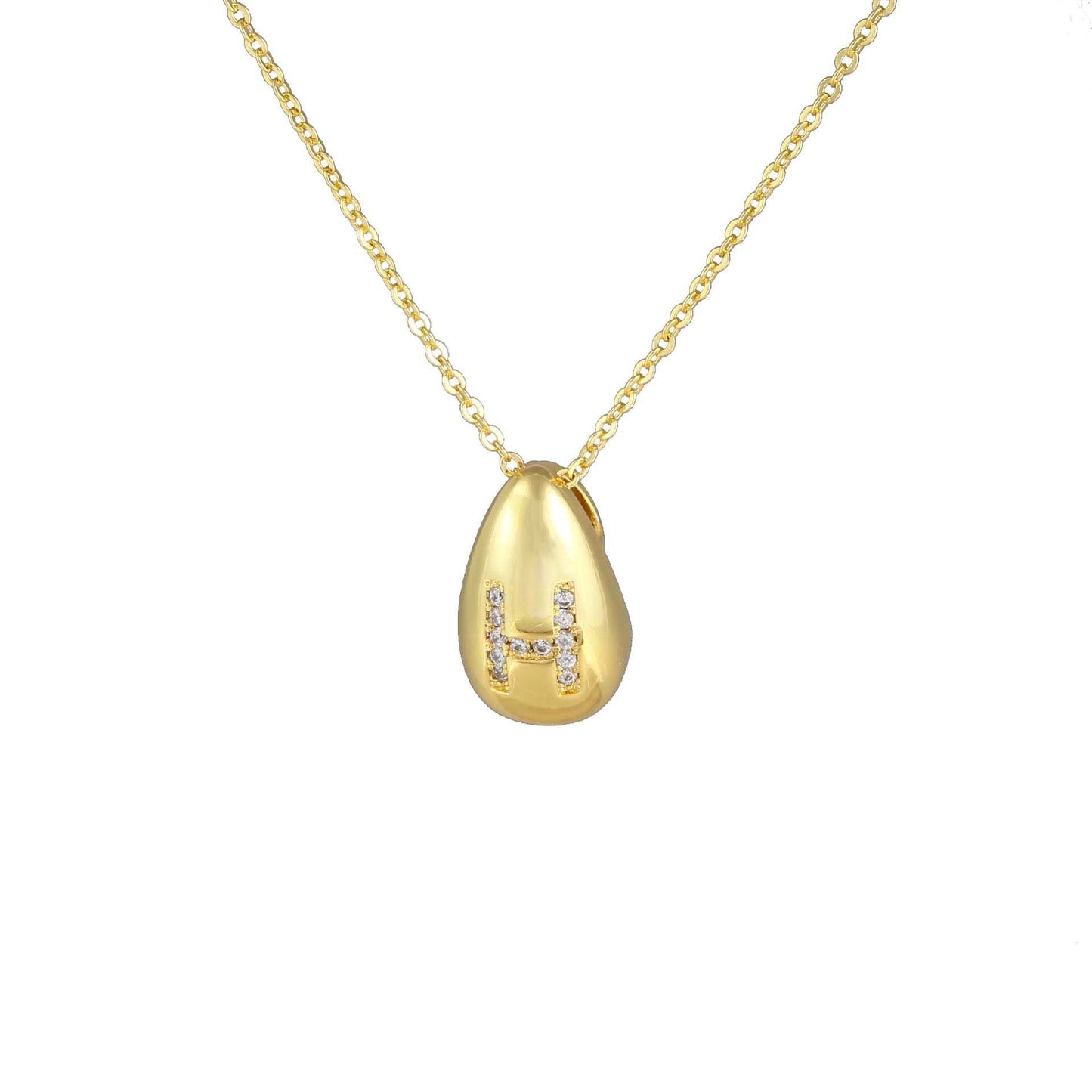 Glossy Water Drop 26 English Letter Pendant Copper-plated Gold Simple Pendant Female