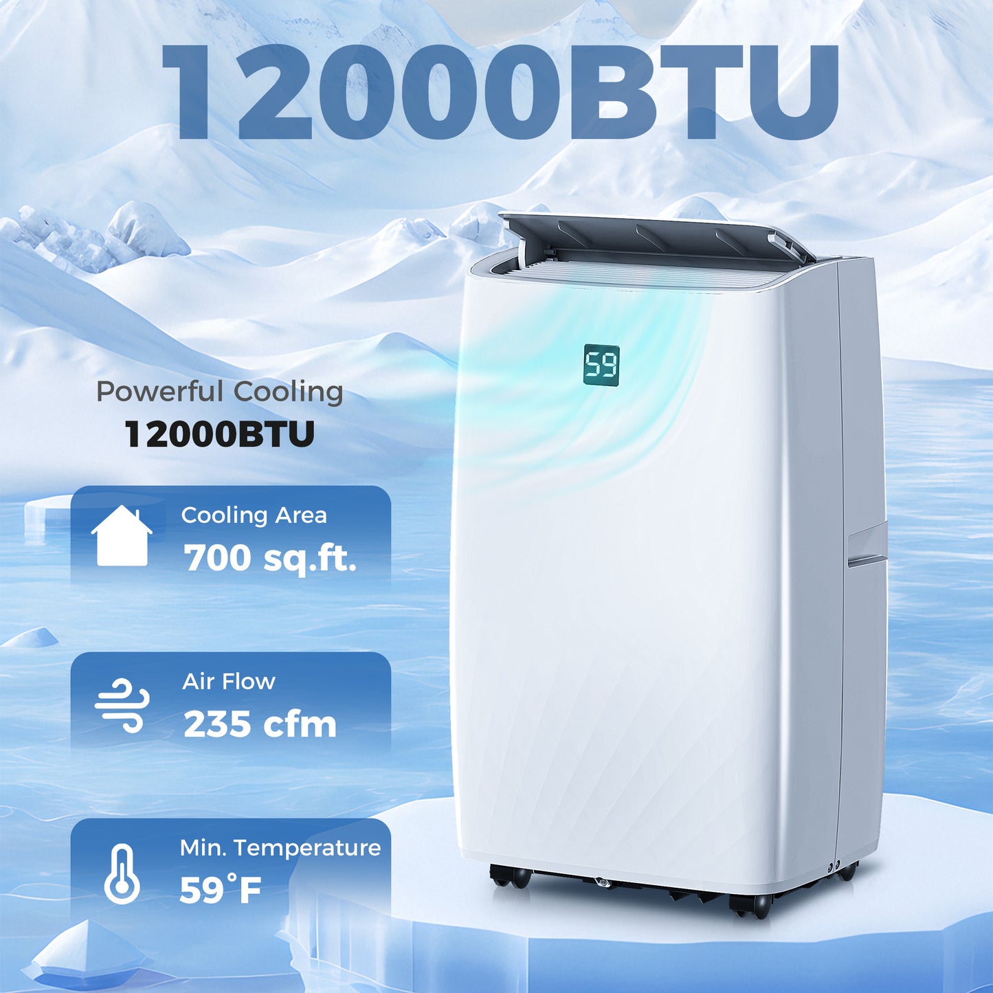 US Local 14000 BTU Portable Air Conditioner, AC Unit With Cool, Dehumidifier, Fan, 549 Sq. Ft, 24H Timer On Off, Window Kit