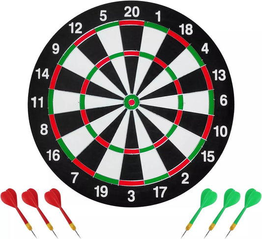 UK Local SIZE 17  DARTBOARD SET 6 DARTS  FAMILY DART BOARD GAME ADULTS KIDS XMAS