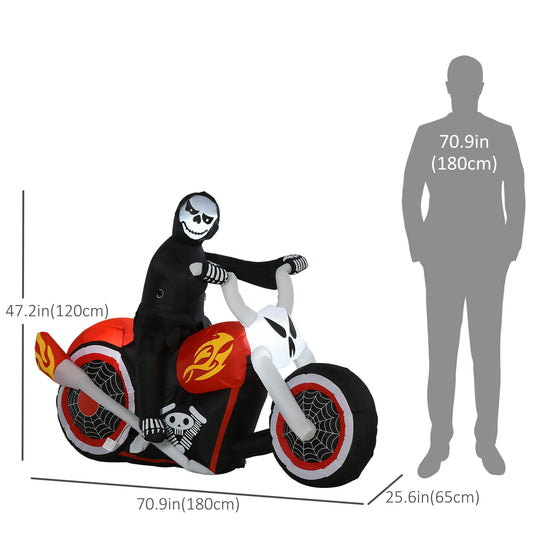 CA Local 6' Long Halloween Grim Reaper Flaming Motorcycle Outdoor LED Lighted Airblown Inflatable Decoration Holiday Seaon Garden Lawn Decor