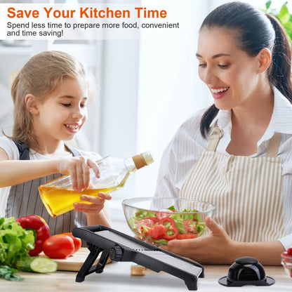 US Local 1 Pc Mandoline Food Slicer Stainless Steel Food Cutter Vegetable Fruit Chopper Grater Peeler Kitchen Julienne Slicer With 5 Adjustable Blades Food Holder