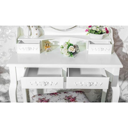 US Local Four Drawer Single Mirror Dressing Table Set