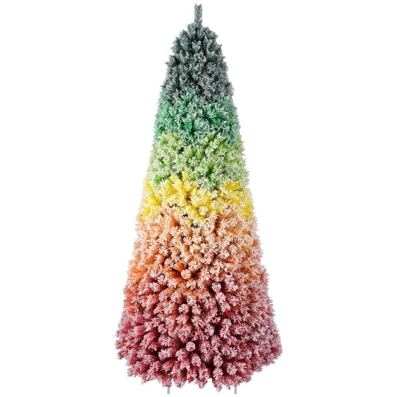 US Local 6FT 7.5FT Artificial Unlit Colorful Rainbow Hinged Christmas Tree, WITH PVC Branch Tips