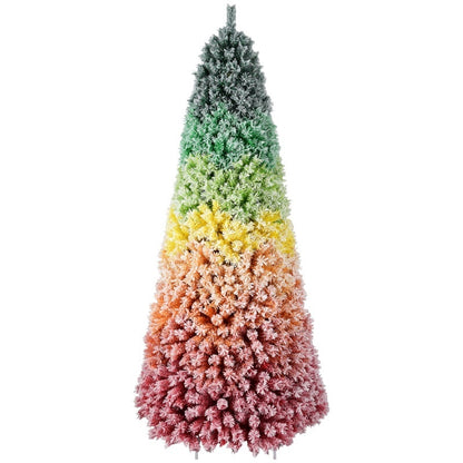 US Local 6FT 7.5FT Artificial Unlit Colorful Rainbow Hinged Christmas Tree, WITH PVC Branch Tips