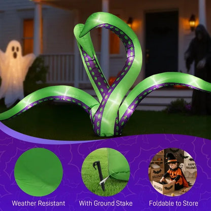 US Local 2 Pack Halloween Inflatable Octopus Tentacles Outdoor Decorations, Blow Up Hanging Decoration With Built-in LED Lights, Striking Window Decor For Halloween Party Outdoor Yard Garden Lawn