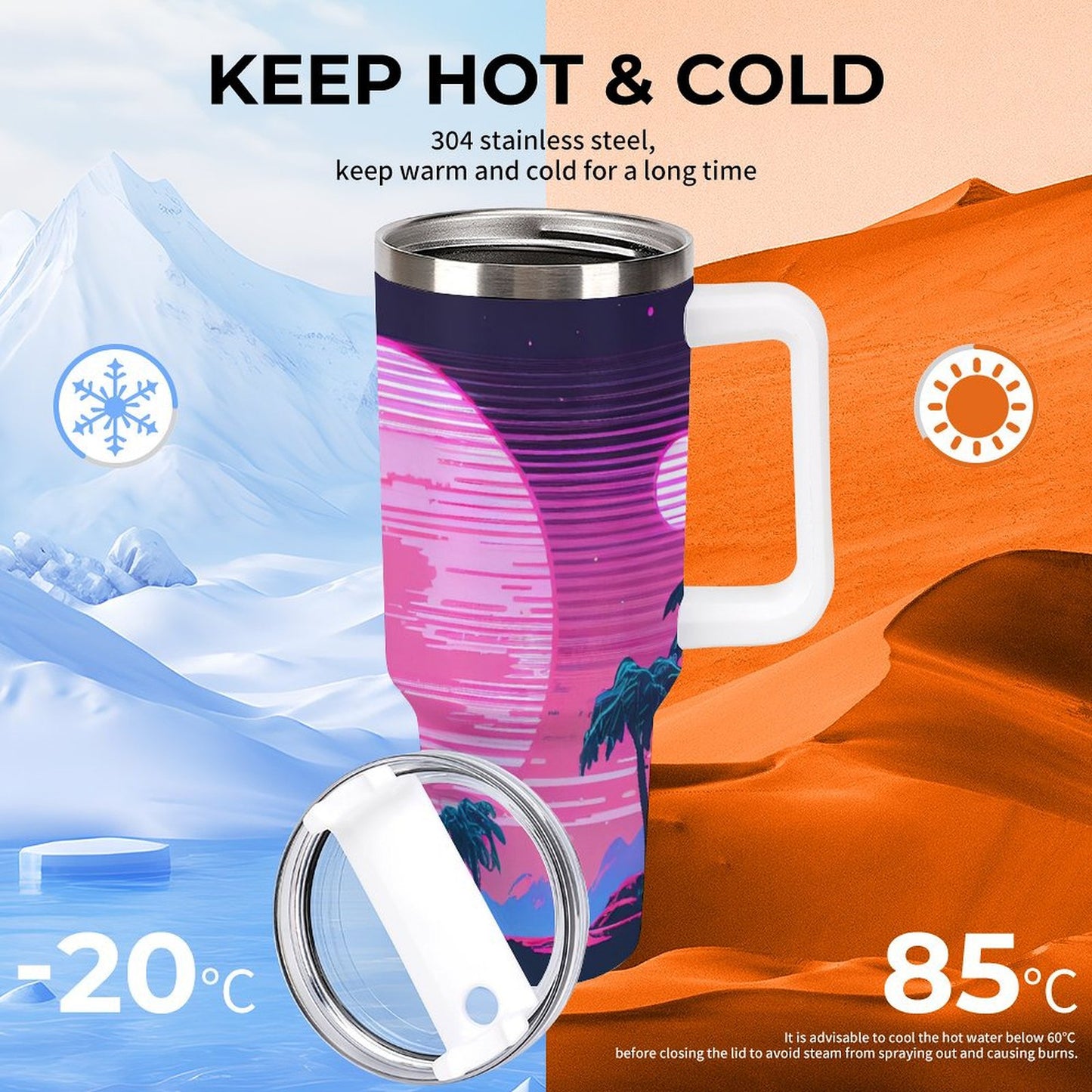 PHDT00217 POD US Local Tumbler 40oz Large Capacity Car Cup Pink, Sunset, Nature, Summer