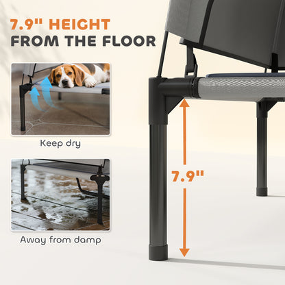 US Local Elevated Dog Bed With Removable Canopy, Portable Outside Raised Pet Cot With Cooling Pad, Storage Bag, 36 X 29.5 X 35