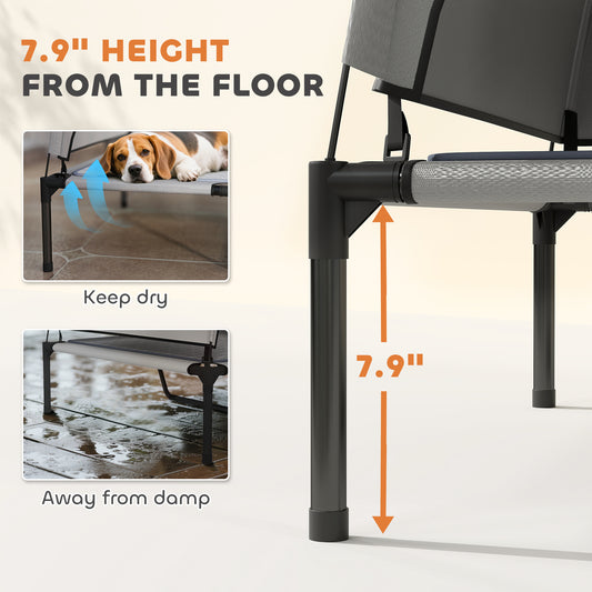 US Local Elevated Dog Bed With Removable Canopy, Portable Outside Raised Pet Cot With Cooling Pad, Storage Bag, 36 X 29.5 X 35